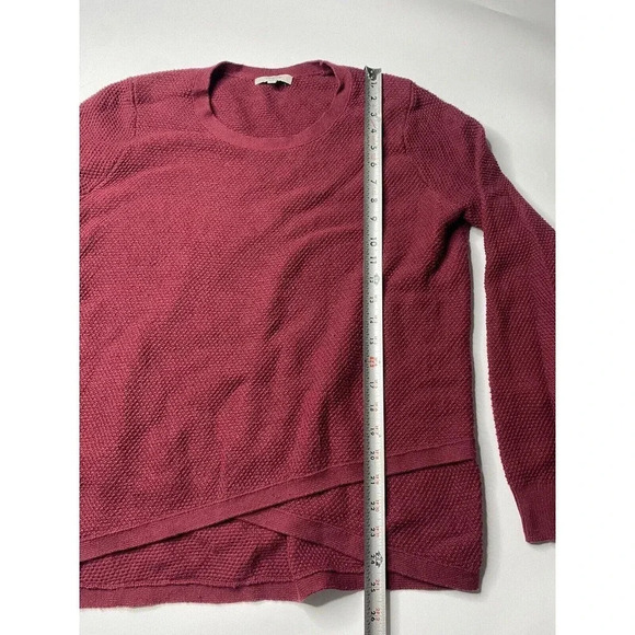 Madewell Women Back Zip Burgundy Red Long Sleeve Crew Neck Sweater Size Large - Picture 5 of 7